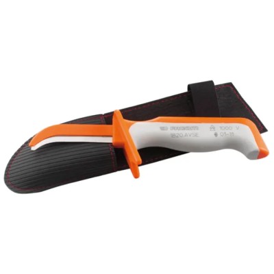 Facom VDE/1000V Approved Cable Knife with 60 mm Blade Length and 185 mm Overall Length, Bi-Material Handle 1820.AVSE