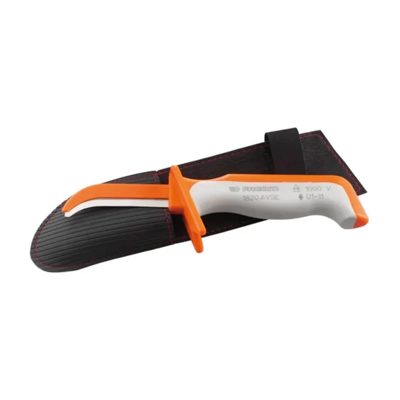 Facom VDE/1000V Approved Cable Knife with 60 mm Blade Length and 185 mm Overall Length, Bi-Material Handle 1820.AVSE