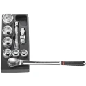 Facom 9-Piece 3/4 in 6 Point Socket Set Bright Chrome Chrome Vanadium Steel MOD.KL2