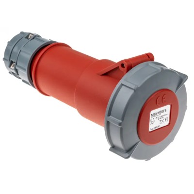 MENNEKES Industrial Power Connector 32A 400V 4-Pole Red Cable Mount IP67 PowerTOP 