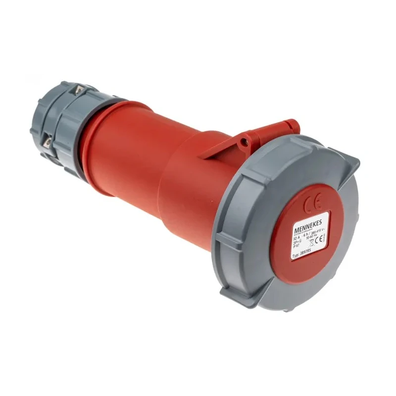 MENNEKES Industrial Power Connector 32A 400V 4-Pole Red Cable Mount IP67 PowerTOP 