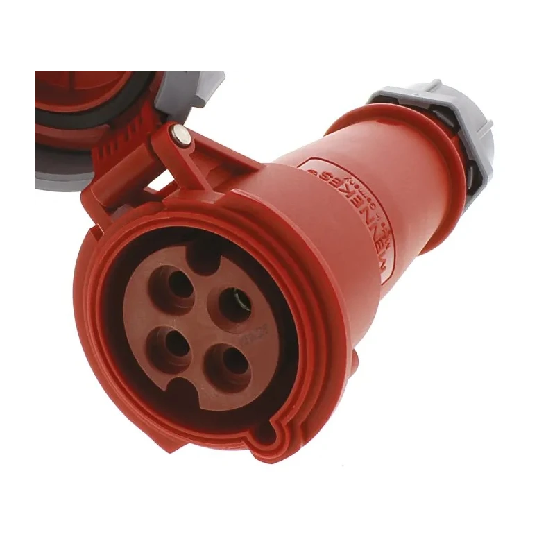 MENNEKES Industrial Power Connector 32A 400V 4-Pole Red Cable Mount IP67 PowerTOP 