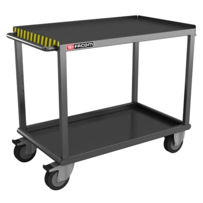 Facom Heavy Duty Metal Trolley with 2 Fixed and 2 Swivel Rubber Wheels, Steel Platform, 500 kg Load Capacity, Model 2702