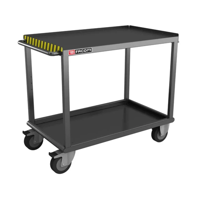 Facom Heavy Duty Metal Trolley with 2 Fixed and 2 Swivel Rubber Wheels, Steel Platform, 500 kg Load Capacity, Model 2702