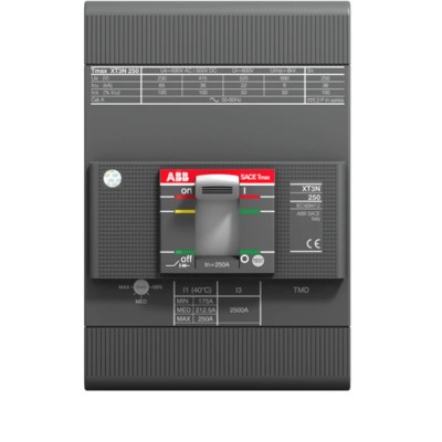 ABB Tmax XT Molded Case Circuit Breaker 3-Pole 80A 50kA Breaking Capacity Fixed Terminals 1SDA068252R1 XT3N 250 TMG 80A FF