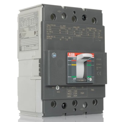 ABB XT3S Molded Case Circuit Breaker 3-Pole 250A, Breaking Capacity 42.5 kA, Fixed Mount XT3S