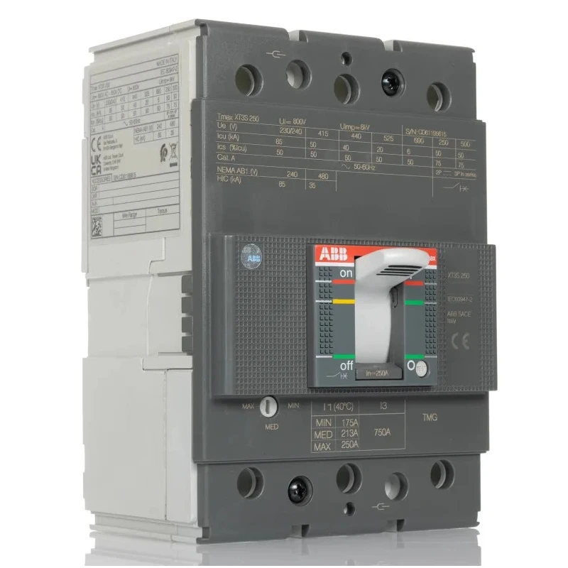 ABB XT3S Molded Case Circuit Breaker 3-Pole 250A, Breaking Capacity 42.5 kA, Fixed Mount XT3S