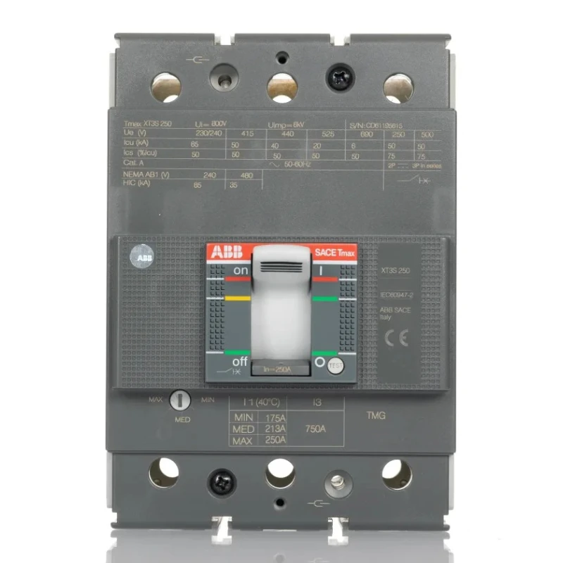 ABB XT3S Molded Case Circuit Breaker 3-Pole 250A, Breaking Capacity 42.5 kA, Fixed Mount XT3S