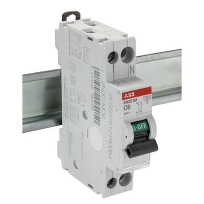 ABB Miniature Circuit Breaker 1-Pole 6A Type C 230V AC 10kA Breaking Capacity SN201