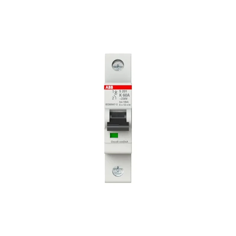 ABB System Pro M Compact S200 Miniature Circuit Breaker, 1-Pole, 60A, Type K, 400V AC, 72V DC, 6 kA Breaking 2CDS251001R0587
