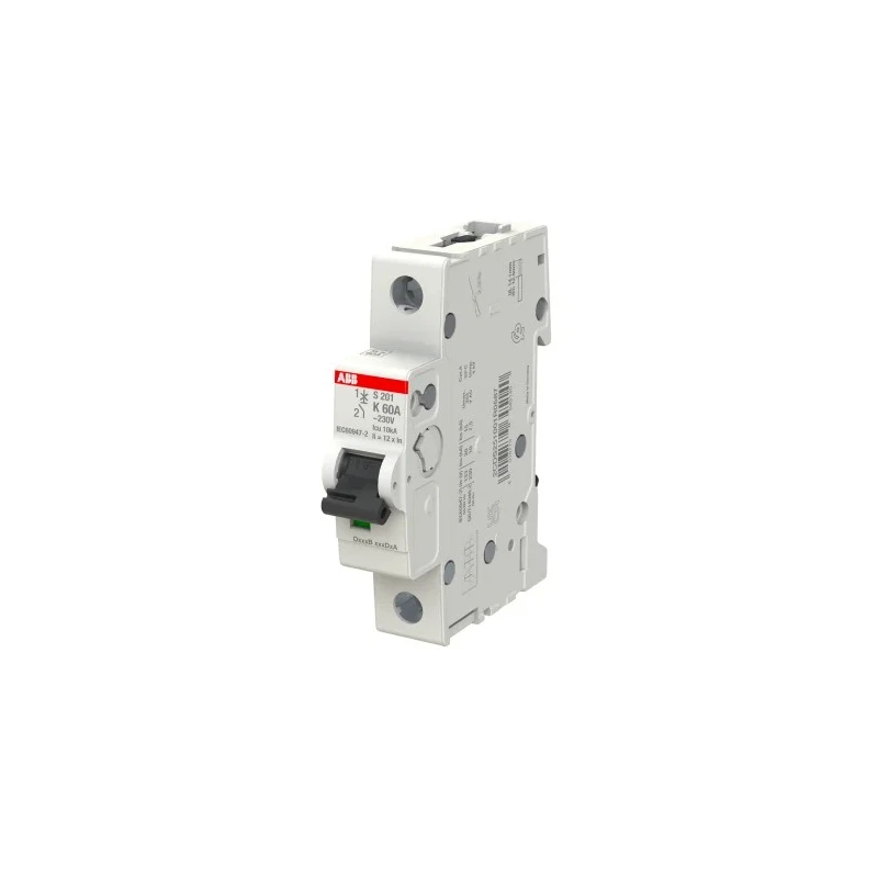 ABB System Pro M Compact S200 Miniature Circuit Breaker, 1-Pole, 60A, Type K, 400V AC, 72V DC, 6 kA Breaking 2CDS251001R0587