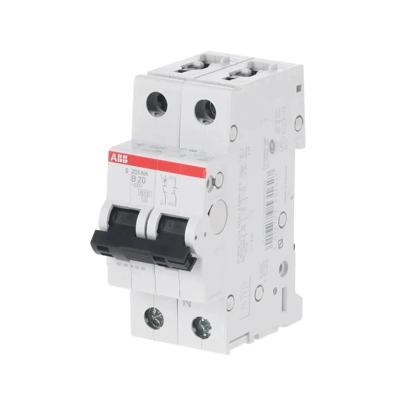 ABB System Pro M Compact S200 Miniature Circuit Breaker 1-Pole 20A Type B 400V AC 12V DC 2CDS251103R0205+N S201 B 20A NAD