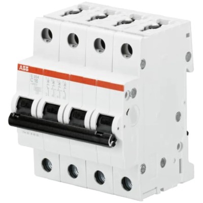ABB System Pro M Compact S200 Miniature Circuit Breaker, 4-Pole, 1.6A, Type C, 400V AC, 440V DC, 6 kA 2CDS254001R0974