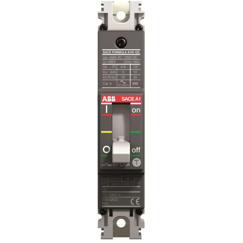 ABB Formula DSA Molded Case Circuit Breaker 1-Pole 125A 25kA Breaking Capacity Fixed Mount 1SDA066687R1