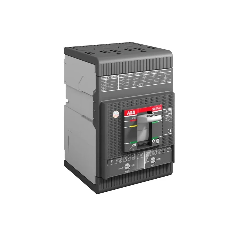 ABB Tmax XT Molded Case Circuit Breaker 3-Pole 52A Breaking Capacity 65 kA Fixed Mount 1SDA067051R1 XT2N 160 MA 52 FF