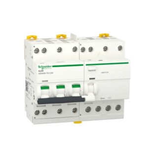 Schneider Electric Residual Current Circuit Breaker with Overload Protection, 40A Current Rating, 3-Pole, 30 mA Trip A9DV3740