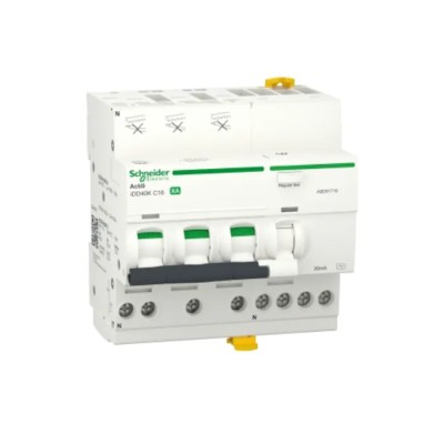 Schneider Electric Residual Current Circuit Breaker with Overload Protection, 25A Current Rating, 3-Pole, 30mA Trip A9DS1725