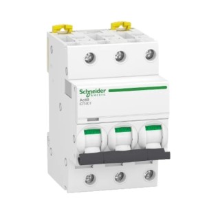 Schneider Electric Acti9 iDT40T Miniature Circuit Breaker, 3-Pole, 40A, Type D, 400V AC, 6 kA Breaking Capacity A9P32340