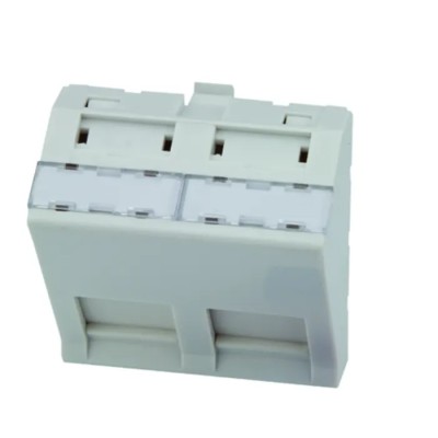 Telegartner Network Faceplate Flush Mount 2 Outlets RJ45 Shuttered White Plastic H02010C0063