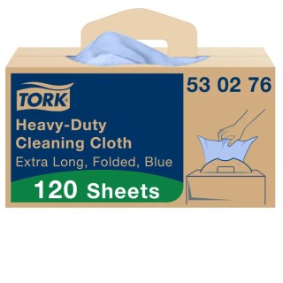 Tork Blue Heavy-Duty Non-Woven Fabric Cleaning Cloths, Dry Use, Box of 120, 61.5 x 35.5 cm, Repeat Use 530276