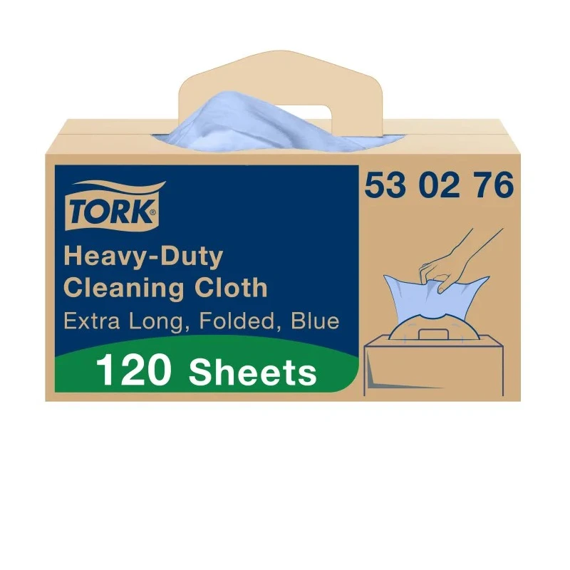 Tork Blue Heavy-Duty Non-Woven Fabric Cleaning Cloths, Dry Use, Box of 120, 61.5 x 35.5 cm, Repeat Use 530276