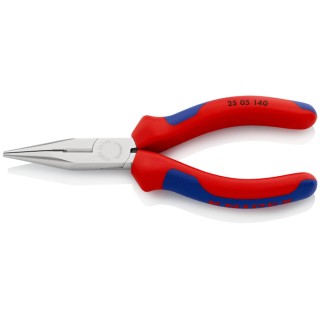 Knipex Long Nose Plier Pointed, 140mm Overall Length, 42mm Jaw Length, Vanadium Electric Steel 25 05 140