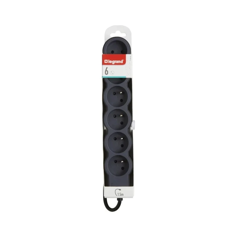 Legrand Extension Lead 1.5 m Cable 6 Socket Type E Power Strip 16 A Rated 3680 W 50 Hz 049486