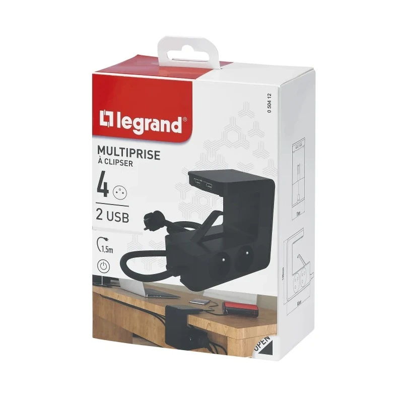 Legrand Extension Lead 1.5 m Cable Length 4 Socket Type E Plug 16 A RoHS Compliant 050412