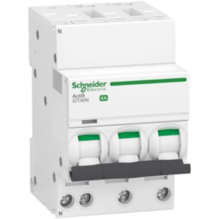 Schneider Electric Acti9 Acti9 iDT40 Miniature Circuit Breaker, 3-Pole, 6A, Type C, 400V AC, 6000 A Breaking A9PA4706