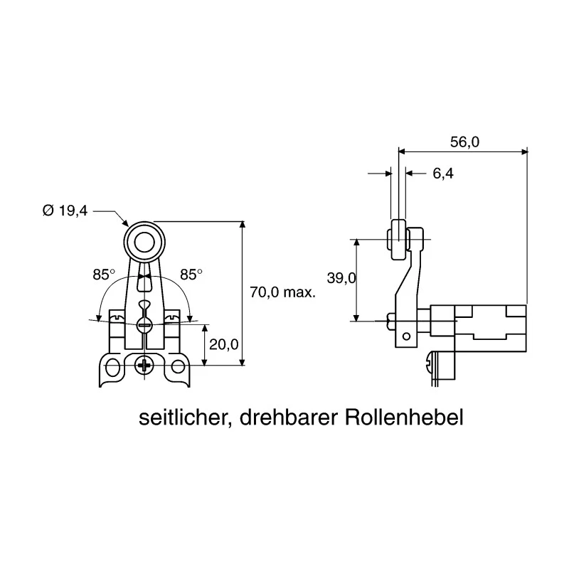 Honeywell Technologies GLA Series Roller Lever Limit Switch 1 NO/1 NC IP67 Die Cast Zinc Housing 600V ac 