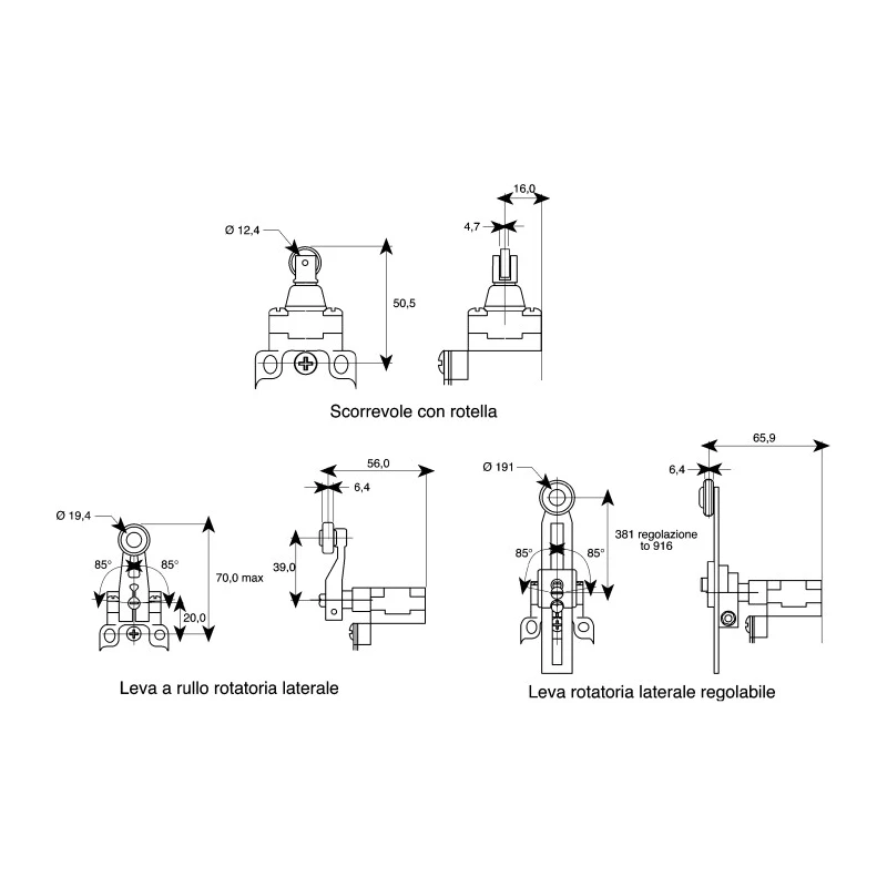 Honeywell Technologies GLA Series Roller Lever Limit Switch 1 NO/1 NC IP67 Die Cast Zinc Housing 600V ac 