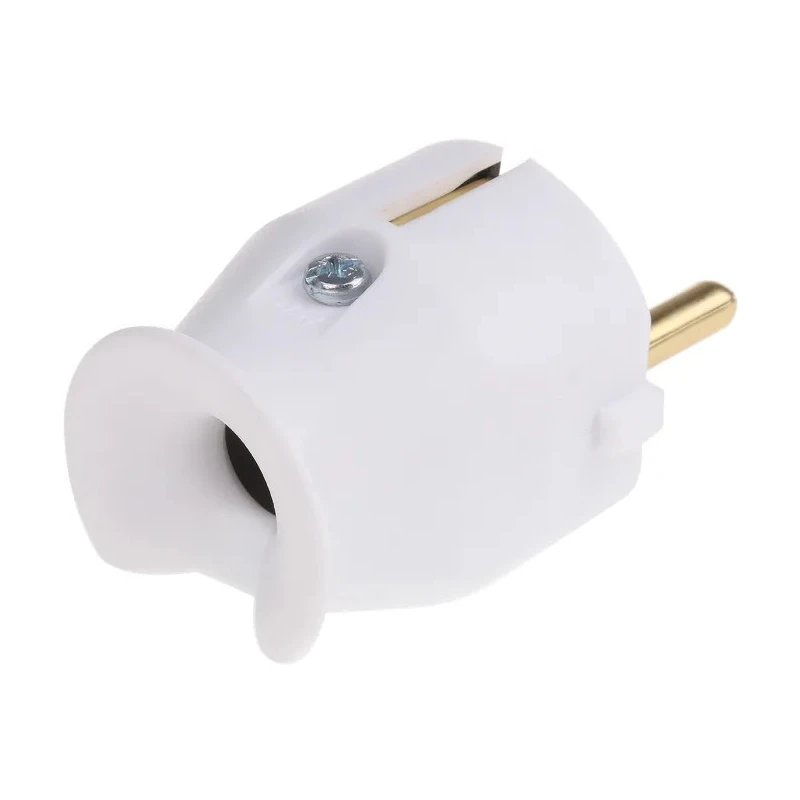 Kopp 16A 250V Type F German Schuko Mains Plug Cable Mount Polymer Body White Screw Termination 1757.0200.0