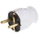Kopp 16A 250V Type F German Schuko Mains Plug Cable Mount Polymer Body White Screw Termination 1757.0200.0