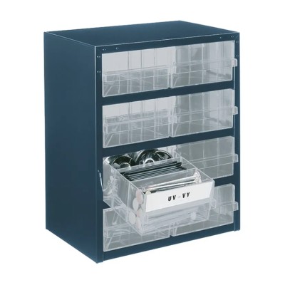 Raaco Drawer Storage Unit 8, Steel Frame, Polypropylene Drawers, Blue, 435 mm x 357 mm x 255 mm 137584