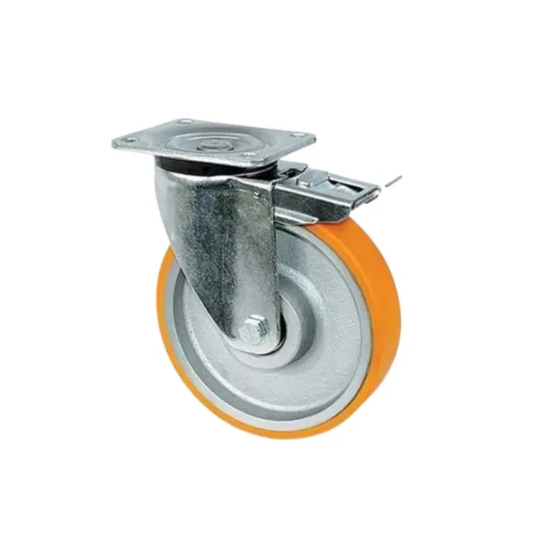 Guitel Hervieu Braked Swivel Castor 800 kg Capacity 250 mm Wheel Diameter Polyurethane UP5RD250-23BM