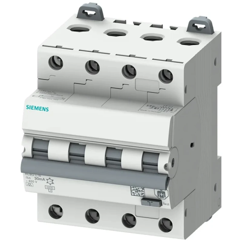 Siemens Residual Current Circuit Breaker with Overload Protection 16A 4-Pole 30mA Trip Sensitivity DIN Rail 5SU1346-6FP16