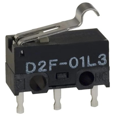 Omron Simulated Roller Lever Micro Switch, PCB Terminal, 100mA, SPDT, IP40 D2F-01L3