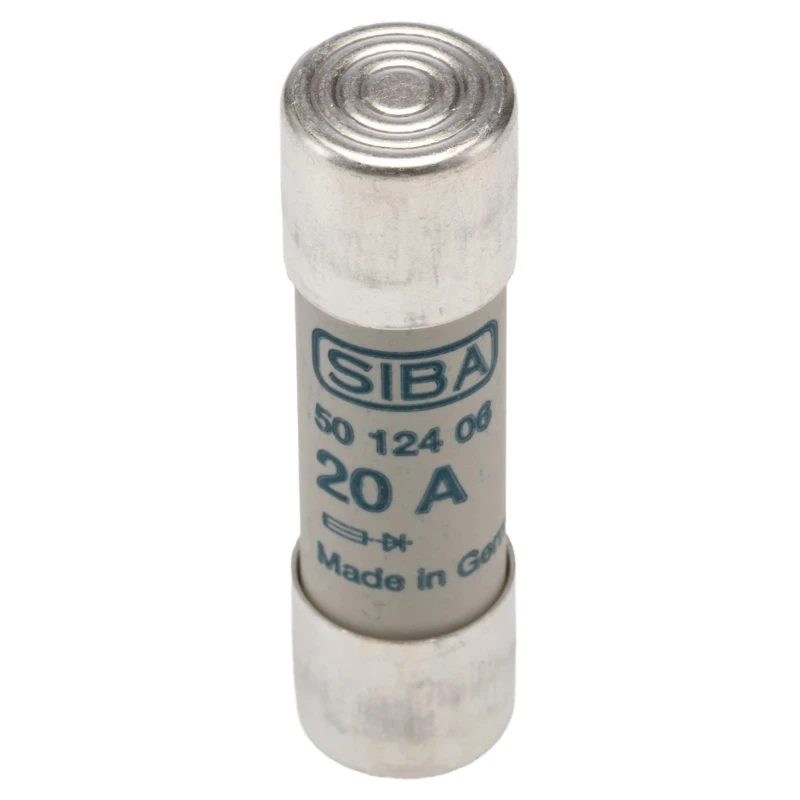 SIBA 20A Fast Acting Ceramic Cartridge Fuse 14 x 51 mm, 690V AC, URZ Series 50-124-06/20A