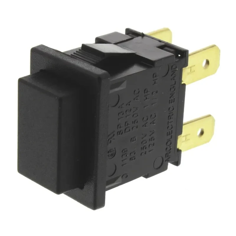 Arcolectric (Bulgin) Ltd 8300 Series Latching Panel Push Button Switch, DPDT, 12.9 mm Cutout, Black LED, 250V H8350ABAAAT