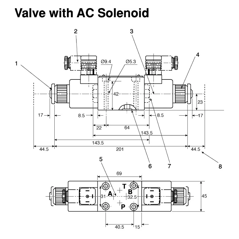 Bosch Rexroth Hydraulic Directional Spool Valve, DIN Mount, Type D, Double Solenoid, 230V, 60L/min Flow, 350bar R900552321