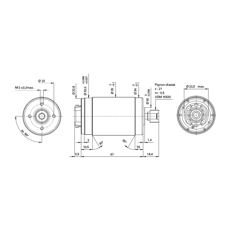 Portescap Low Inertia Type Servo DC Motor 32V 102W 5900rpm 115mNm 3mm Shaft Diameter 35NT2R 82 426SP.77