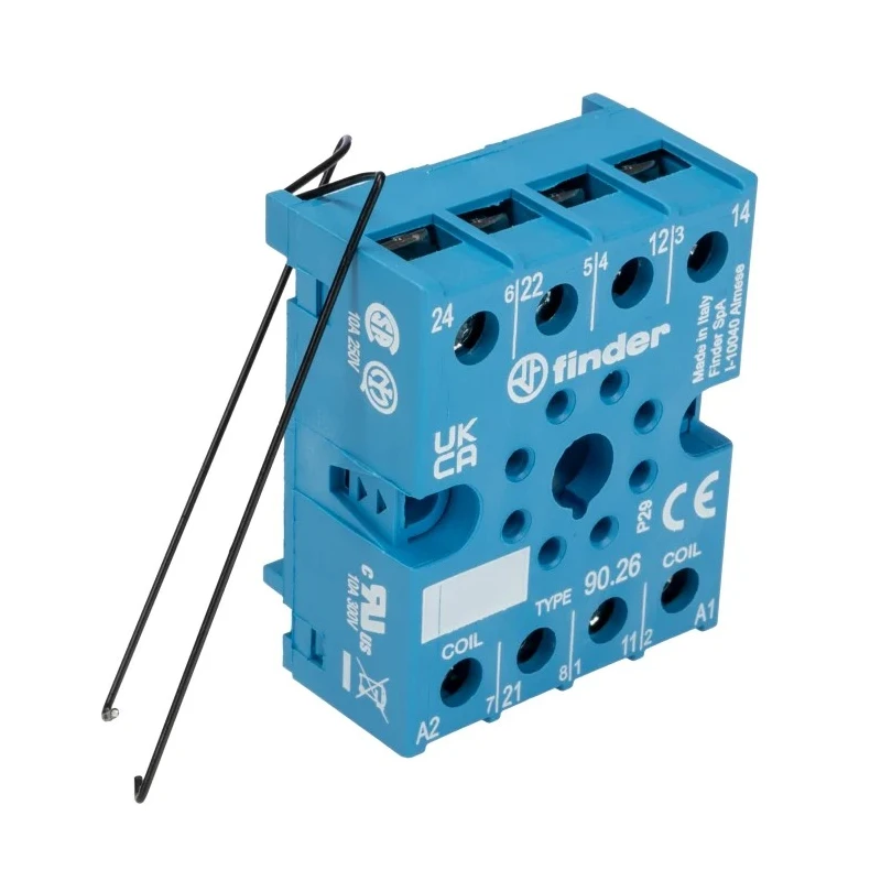 Finder 90 Relay Socket 8 Way 250V AC 10A Screw Terminal DIN Rail Mount 90.26SMA