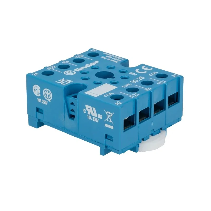 Finder 90 Relay Socket 8 Way 250V AC 10A Screw Terminal DIN Rail Mount 90.26SMA