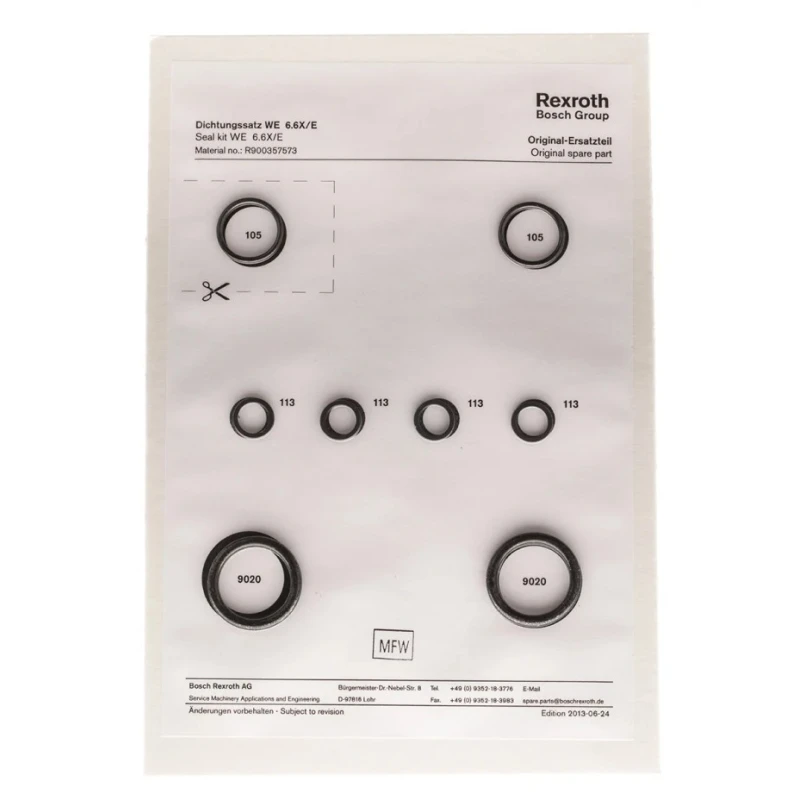 Bosch Rexroth Seal Kit for CETOP 5 Size 1010X Series Solenoid Operated Directional Spool Valves R900357573