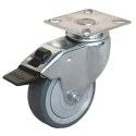Guitel Hervieu Braked Swivel Castor, 60 kg Load Capacity, 75 mm Rubber Wheel, Pressed Steel Frame, Bright Zinc Plated 366722