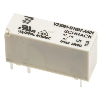TE Connectivity PCB Power Relay 24V DC Coil 8A Switching Current SPDT V23061B1007A501