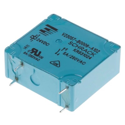 TE Connectivity PCB Power Relay 24V dc Coil 5A Switching Current SPST V23057B6A102