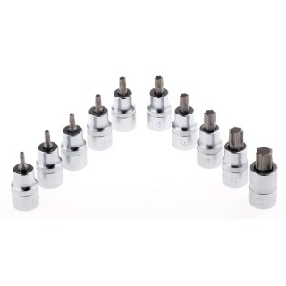RS PRO 10-Piece 1/2 in Torx Socket Set Chrome Vanadium Steel 50 mm Length 262-0296