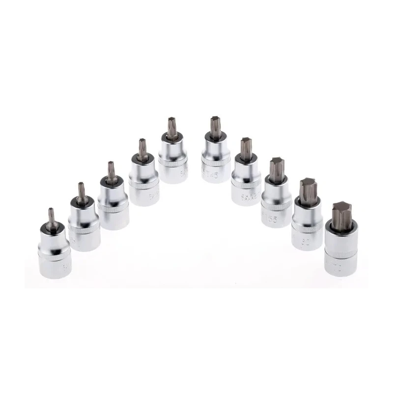 RS PRO 10-Piece 1/2 in Torx Socket Set Chrome Vanadium Steel 50 mm Length 262-0296