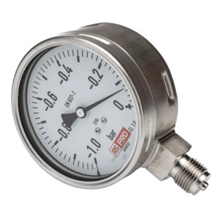 RS PRO 100 mm Stainless Steel Case Pressure Gauge G 1/2 Connection, ±1% Accuracy, 0 Bar Maximum Pressure 257-8381